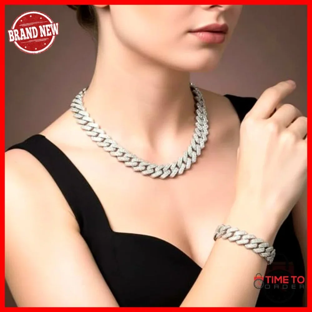 24K Gold Plated Cuban Link Chain Necklace & Bracelet Set for Men Women - Picture 3 of 7